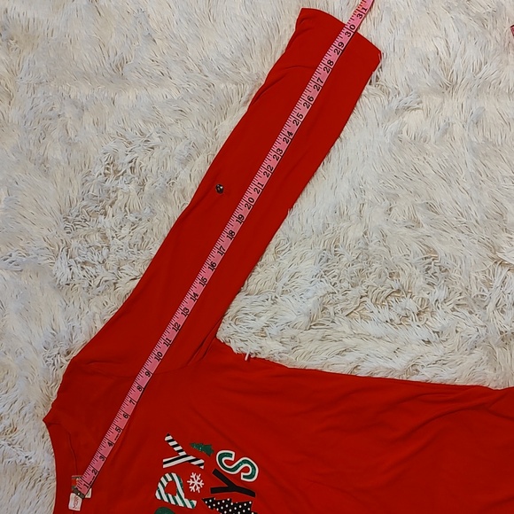 🌲MerryWear Womens Red Sparkly Christmas Trapeze Tunic Convertible Sleeve Size L - Picture 9 of 11